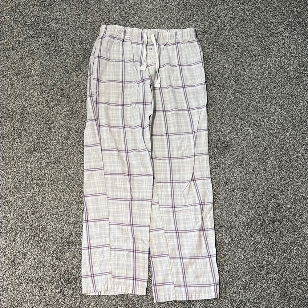 Stars Above White and Purple Plaid Pajama Pants